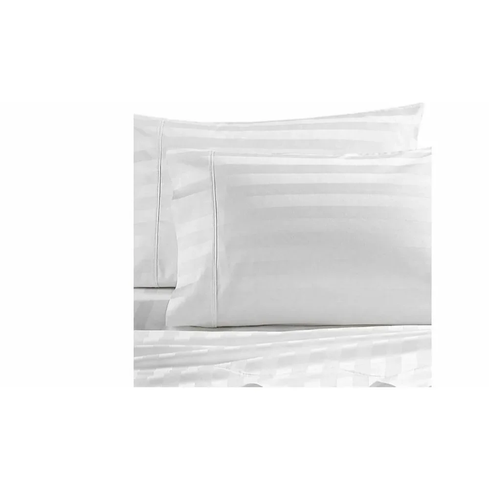 Regal Collection New NIP White 100% Cotton Sateen Pillowcases Striped Standard
